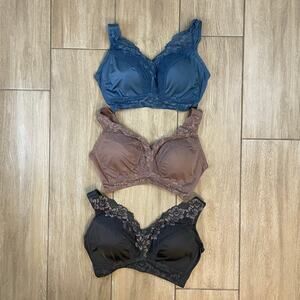 Rhonda Shear 3 Pack Lace Support Bras 1X Plus Wireless Full Coverage NWT HSN